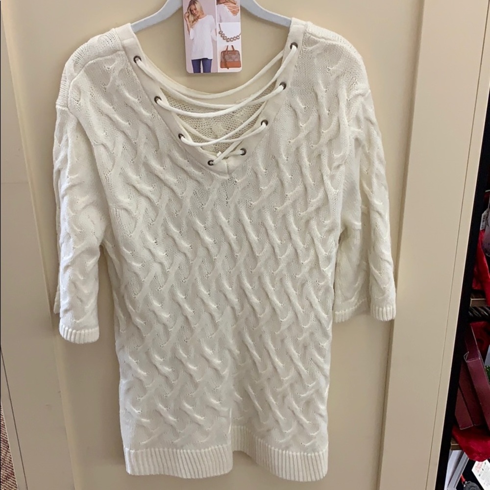 Lace up decorative sweater